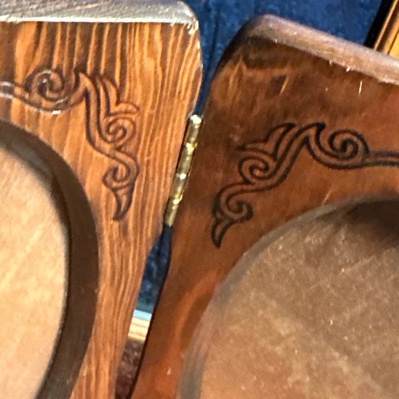 MCM Vintage Hinged Wood Carved Double Oval Photo Picture Frames Holds 5x7's - Picture 4 of 10